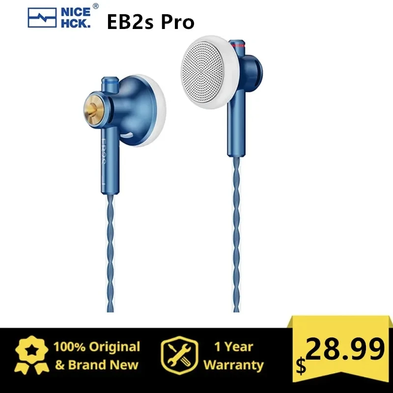 NiceHCK EB2S PRO 3.5/4.4mm Plug Microphone Flat-Head Earbud HIFI Wired Earphone 15.4mm LCP Diaphragm Dynamic Music Vocal Headset