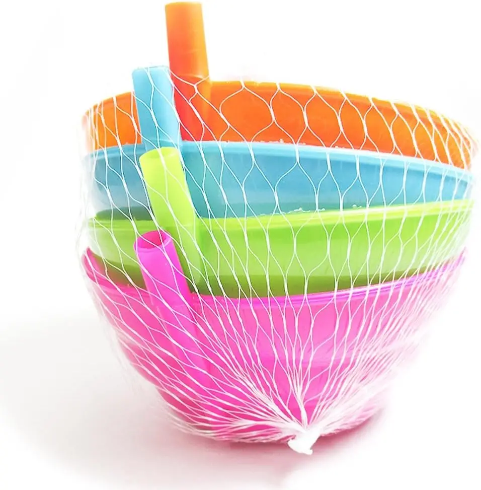 4PCS Cereal Bowls with Straws for Kids  20 Ounce BPA-Free Plastic Reusable Bowls with Built-In Straws for Children