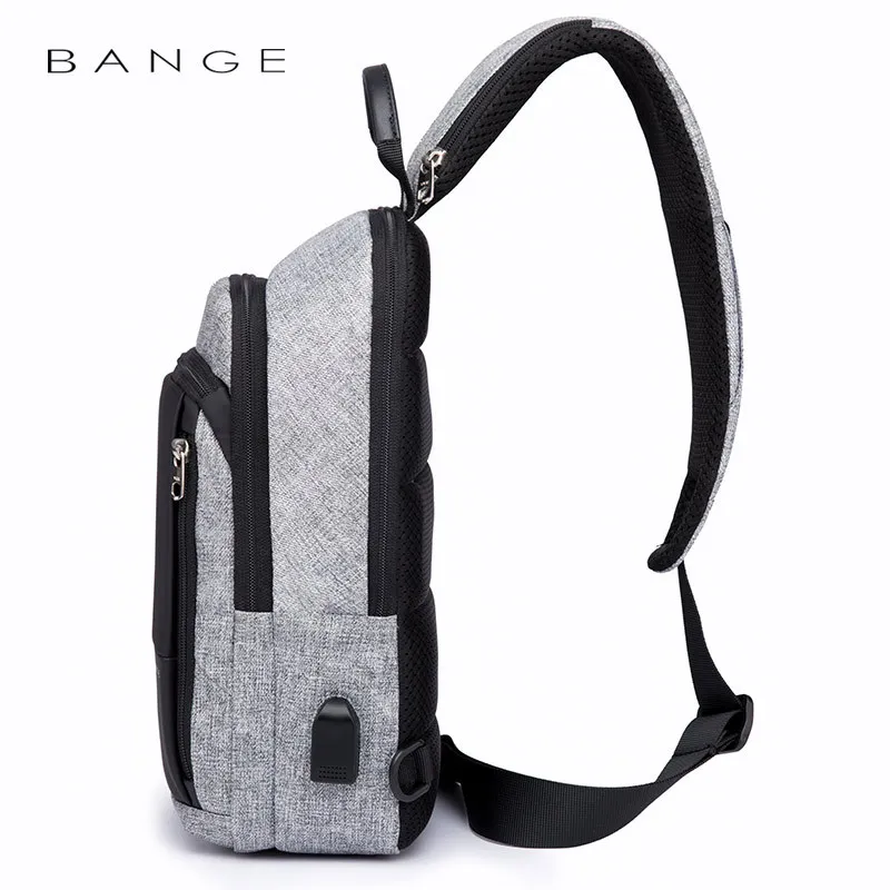 BANGE Multifunktions-Umhängetasche für Herren, USB-Ladeanschluss, Messenger-Pack, wasserdichte Umhängetaschen, Business-Brusttasche