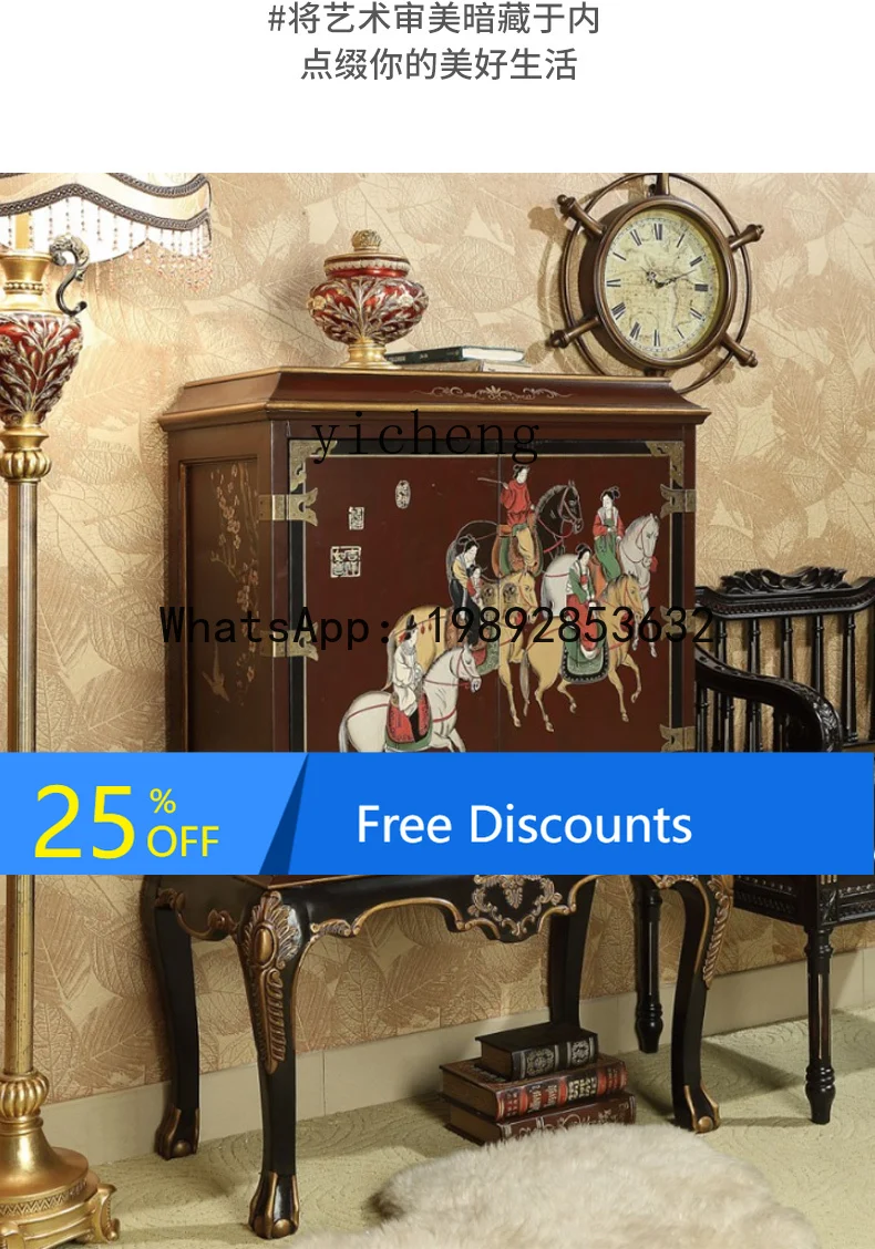 

Solid Wood Entryway Cabinet Living Room Decorative Cabinet Partition Storage Cabinet