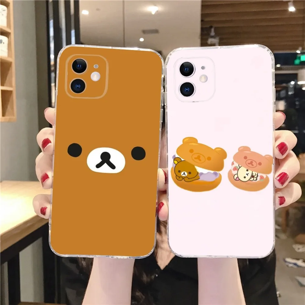 Cute R-Rilakkuma bear  Phone Case For IPhone 12,13,Mini,11,15,Pro,MAX,XR,XS,7,X,SE,8,14Plus Clear Soft Cover Fundas