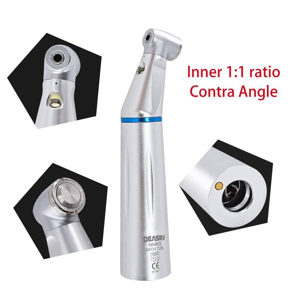 Dental LED Light inner 1:1 Ratio Contra Angle E-generatorLow Speed Handpiece Inner Water Spray E-Typle coupler