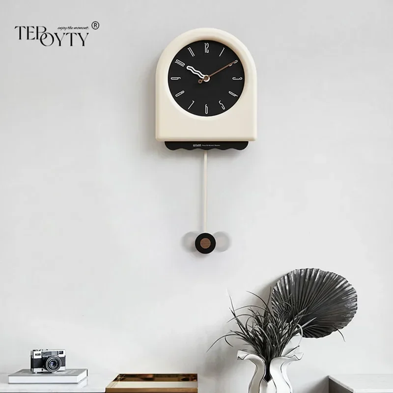 

French Vanilla Wall Clock No Drill Adhesive Vintage Ceramic Design Silent Quartz for Living Room Cream Aesthetic Home Decor