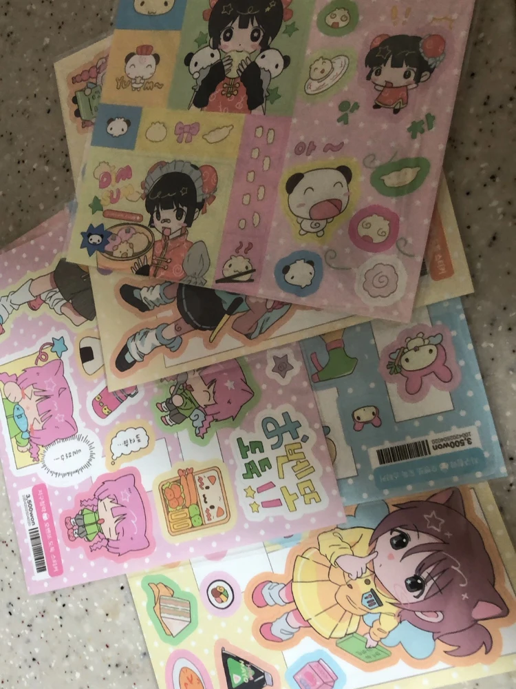 Cute Cartoon Anime Girl Stickers Korean Sweet Cool Design DIY Scrapbook Journal Notebook Decor Stickers