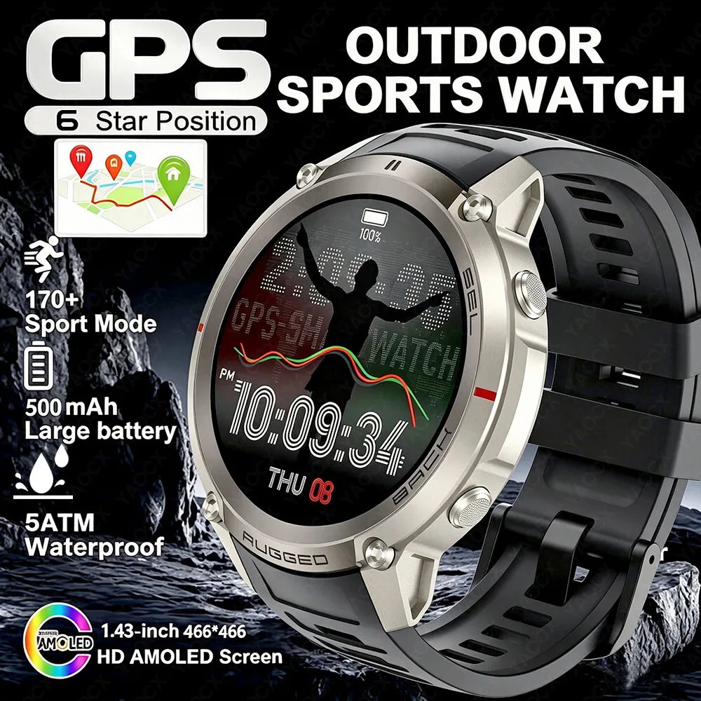 

New GPS Smart Watch Rugged Military 500 Mah BT Call Fitness Tracker IP69 Waterproof Health Monitor For Android iOS Smartwatches