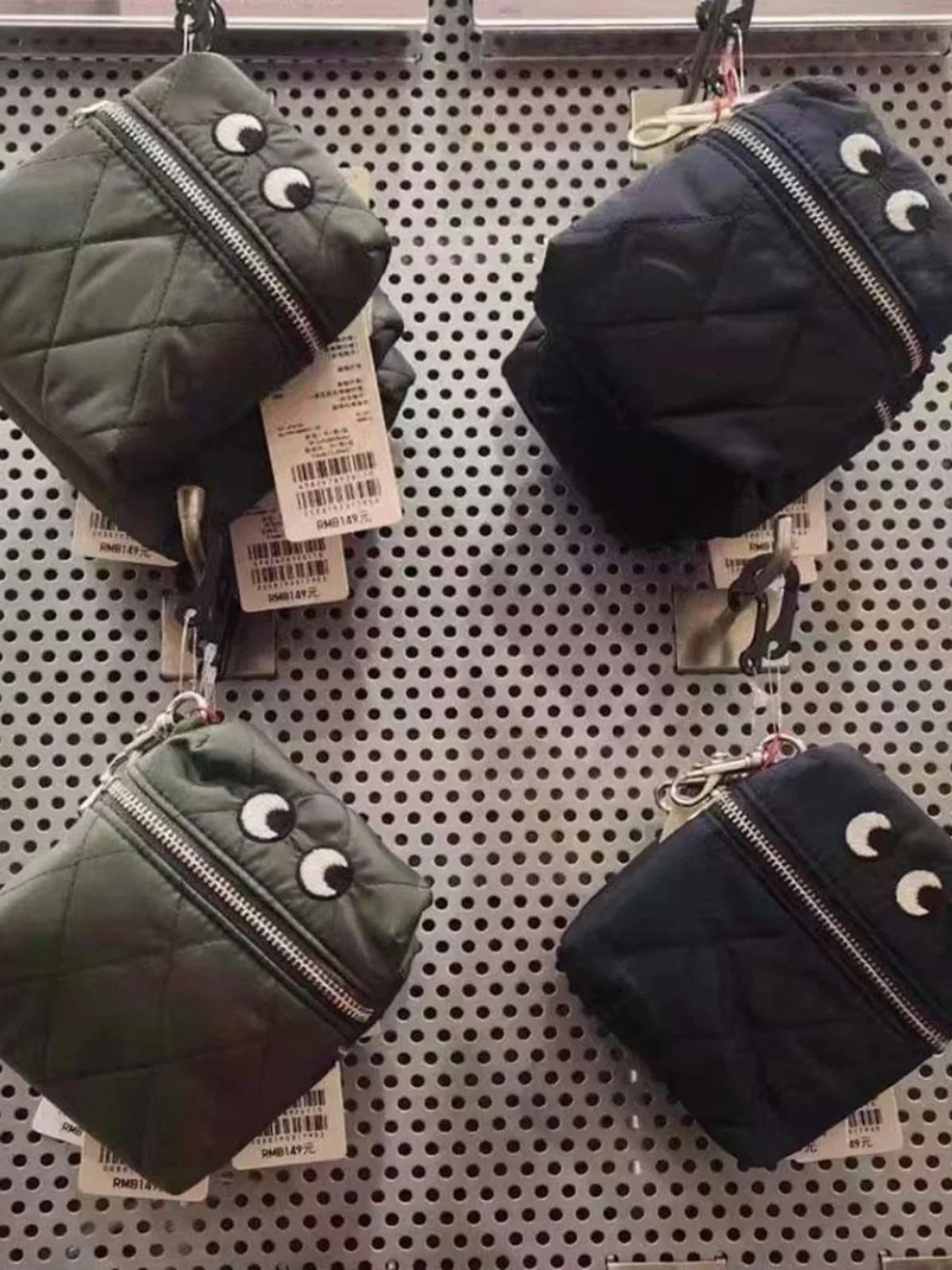 

Милая портативная сумка с вышивкой и большими глазами, двойной кошелек, многофункциональный модный нейлоновый материал для повседневного молодежного использования