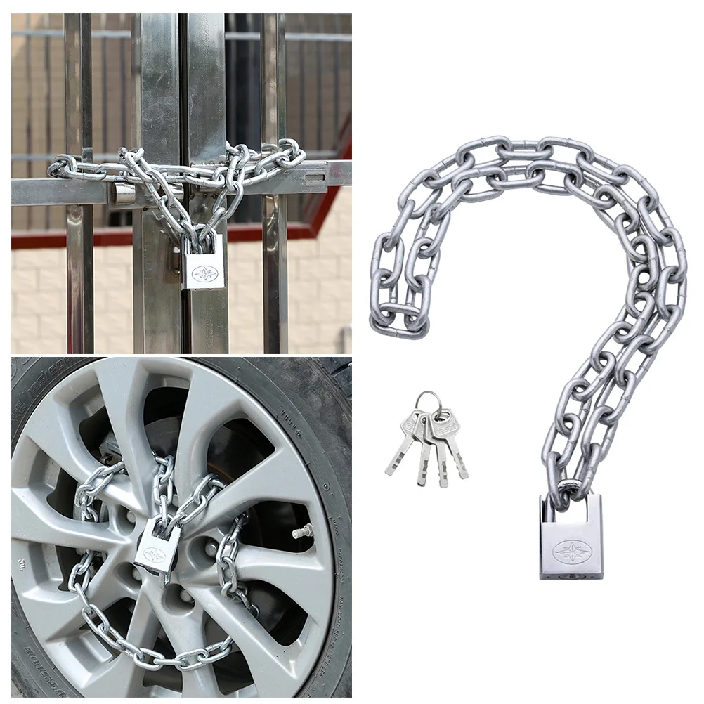 

Heavy Duty Mountain Bike Lock Silver Chain Padlock Anti-Theft Security Lock for Bike Motorbike Scooters Heavy Duty Chain Padlock