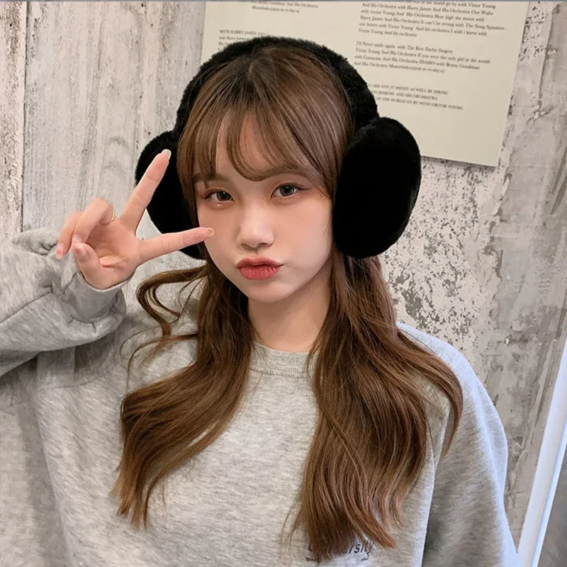 柔らかいぬいぐるみイヤーウォーマー冬暖かい女性男性ファッションソリッドカラーイヤーフラップ屋外防寒イヤーマフ耳カバー