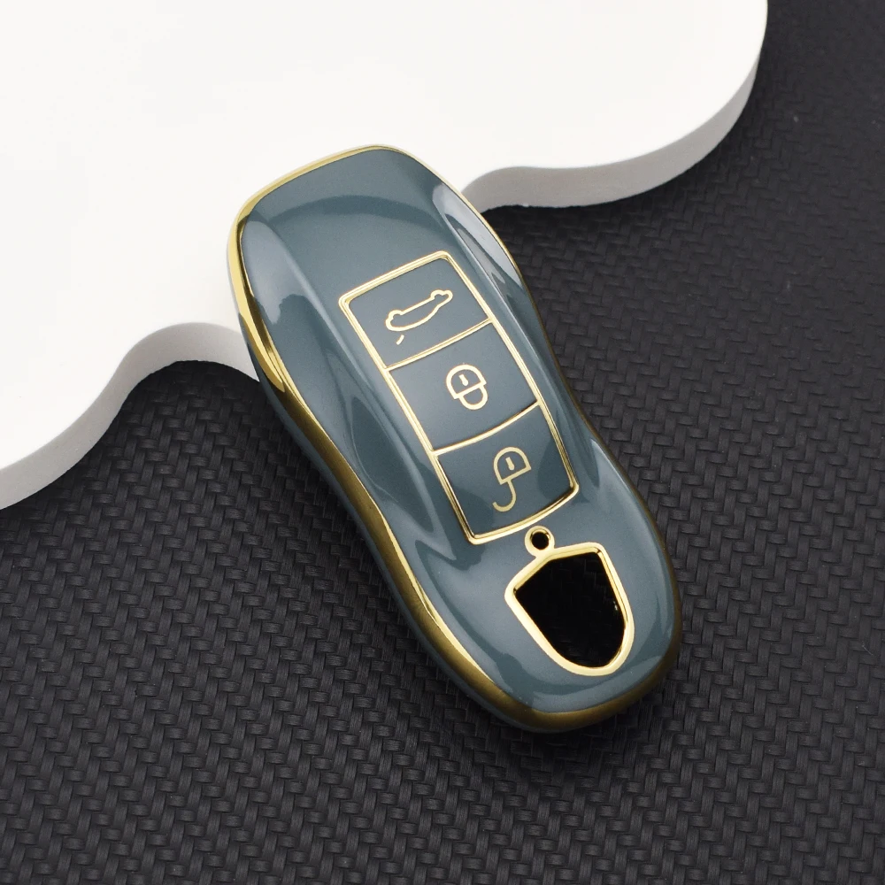 3 Buttons Full Protection Key Case Cover for Porsche Cayenne Macan Panamera 911 718 Cayman 918 958 Remote Key Fob Shell
