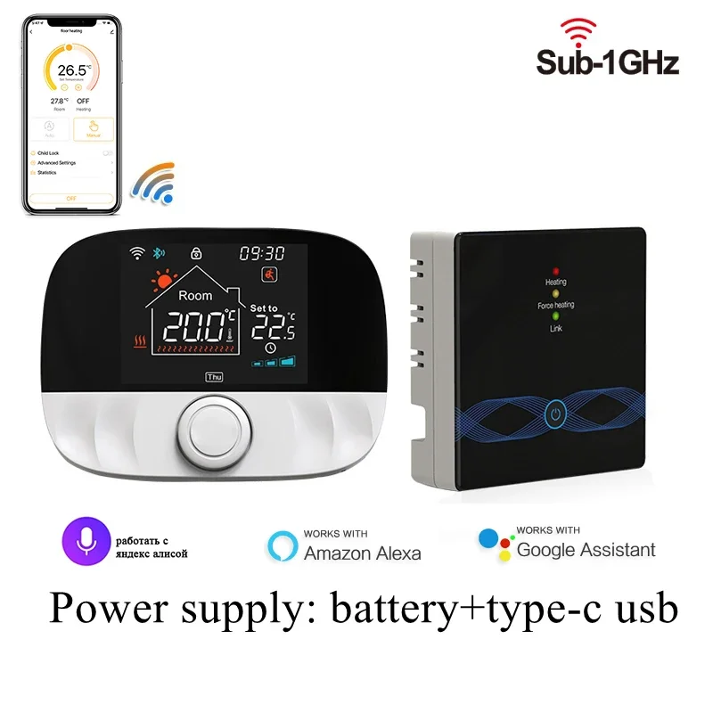 RF Draadloze Thermostaat Smart WiFi Vloerverwarming Voor Gas Boiler Batterij Aangedreven Tuya Temperatuurregelaar Ontvanger Alice Google