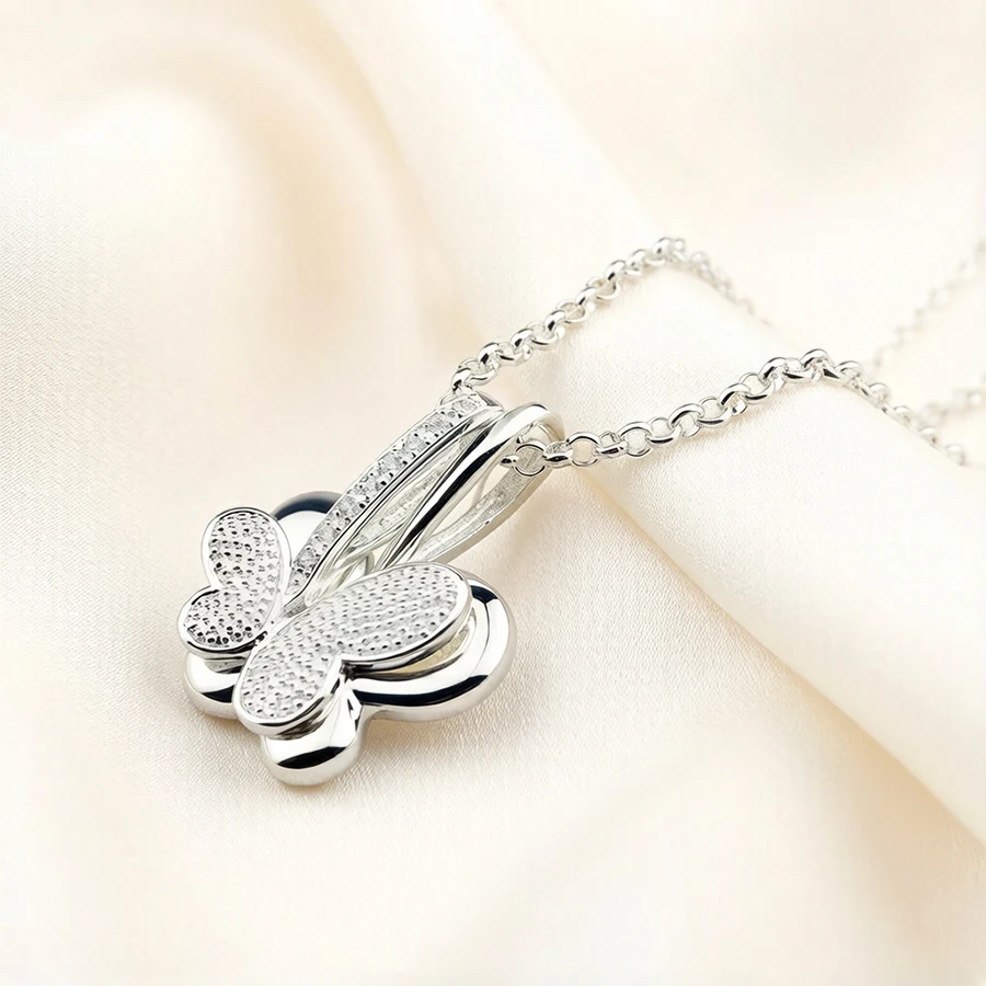 

Elegant Retro 925 Sterling Silver Butterfly Zircon Pendant Necklace Women's Shiny Edge Clavicle Chain Punk Party Jewelry Girls