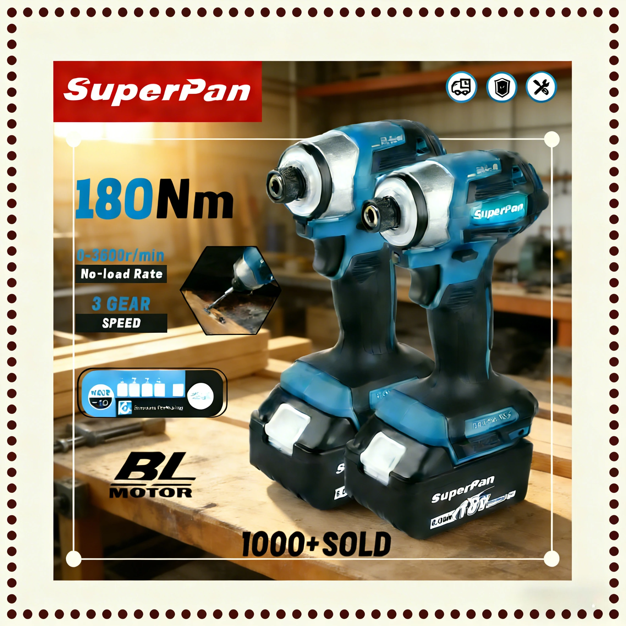 

Бесщеточный ударный гайковерт SuperPan DTD173 6.0Ач, 180Нм, 3 скорости, для DIY, ремонта дома, совместим с аккумулятором Makita 18В