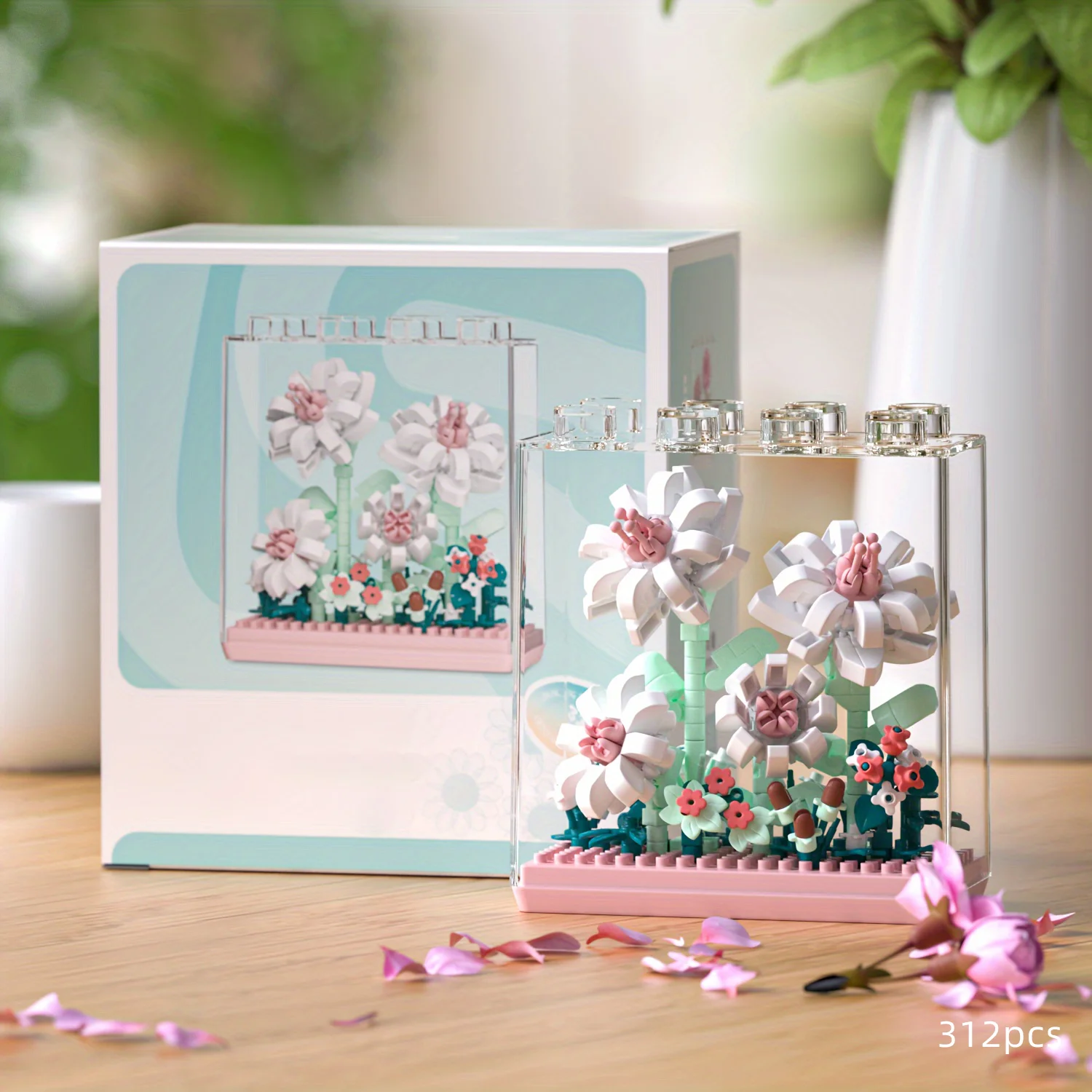 Kit de modèle de jardin 3D, bouquet fait main, boîte transparente, plastique ABS, idéal pour la décoration de la maison et les cadeaux sur diverses occasions