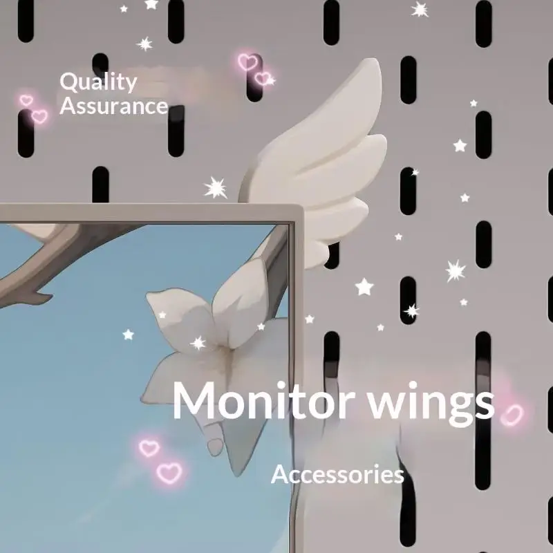 1Pair 3D Printing Cute Decorative Ornaments E-sports Room Wings Monitor Decorative Ornaments Creative Gifts For Friends