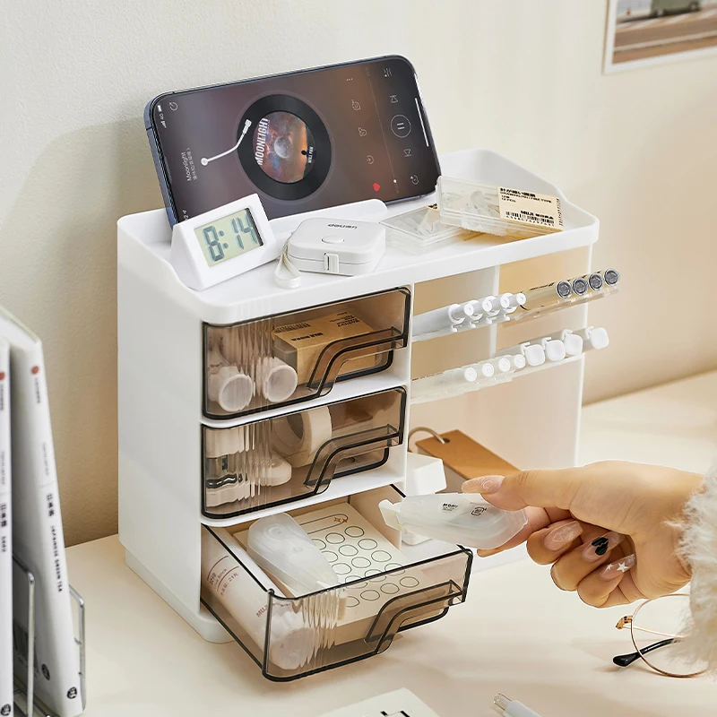 1pc Desktop stationery storage box, multi-layer large space design, easy to organize all kinds of stationery