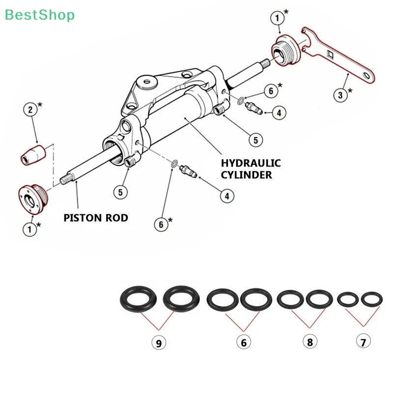 1Set HS5167 Front Mount Hydraulic Steering Cylinder Seal With Wrench Set For Seastar Car Auto Accessories