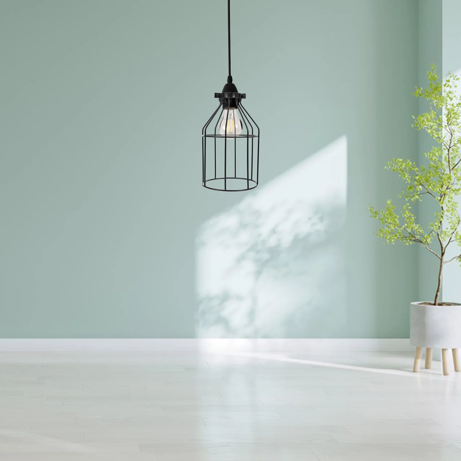 

Iron Lamp Shade Black Simple Elegant Replacement for Broken Bulb Protection Birdcage Design Decorative Lamp Cover for Hotel Home