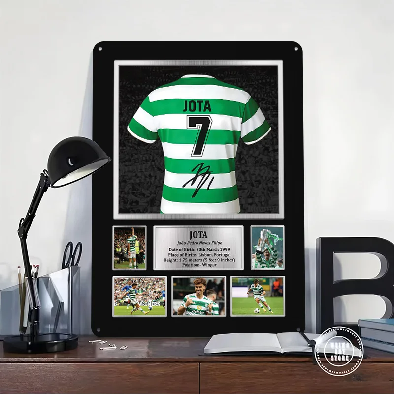 Jota Signed Celtic Shirt Tinplate Poster Custom Wall Art Vintage Metal Signs Retro Tin Plaque for Gaming Room Decoration Garage