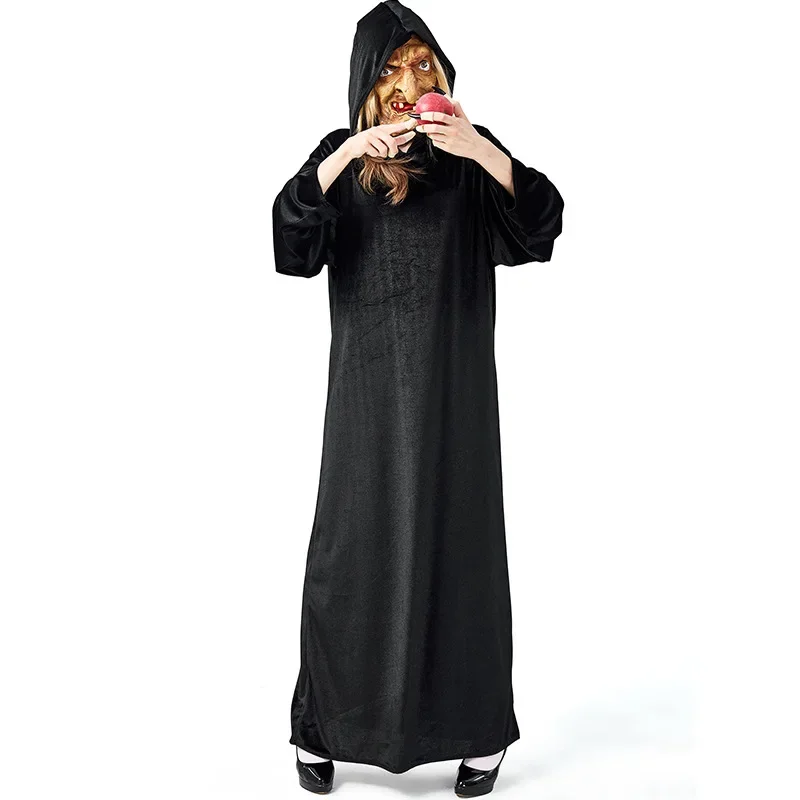 

Velvet Witch Robe Cosplay Costume Vampire Devils Hooded Robe Costume Latex Mask Halloween Party Stage Costume Cosplay
