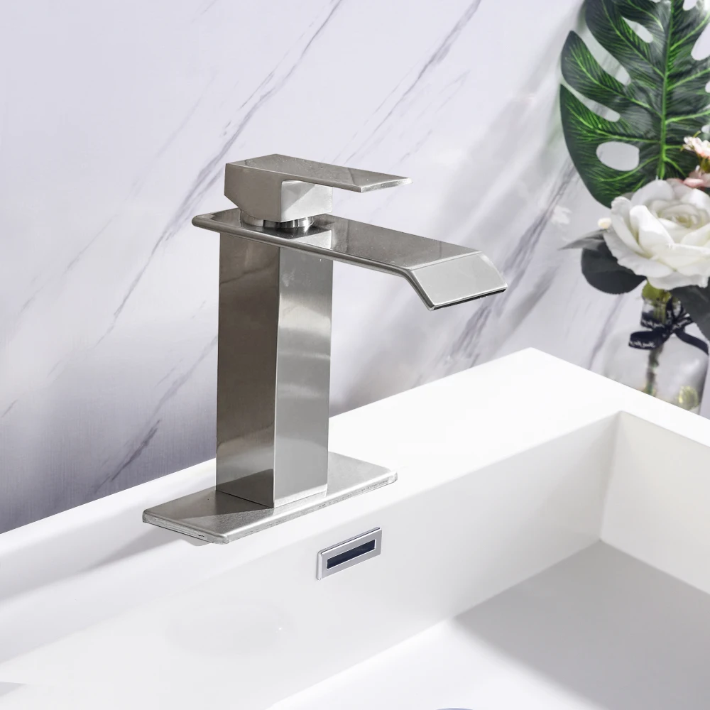 

Waterfall Spout Bathroom Faucet,Single Handle Bathroom Vanity Sink Faucet