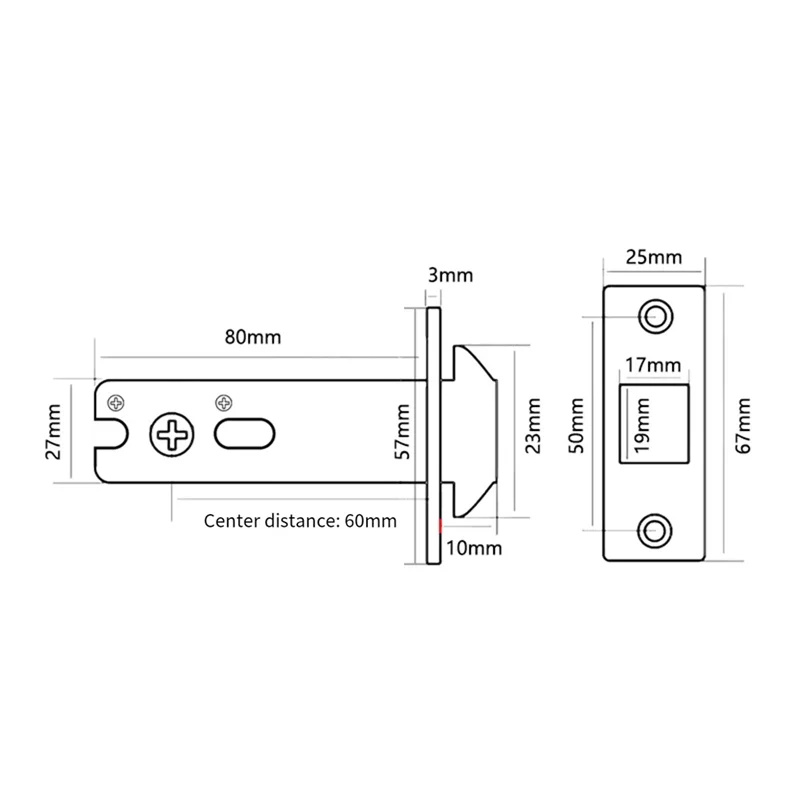 Pocket Door Lock For Bed/Bath, Contemporary Privacy Square Pocket Door Hardware, Flush Pocket Door Latch