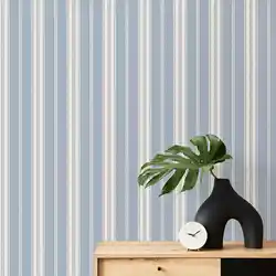 Blue Striped Wallpaper Peel and Stick,Fabric Design Removable Wallpaper, Self adhesive Wallpaper, Farmhouse wallpaper Roll