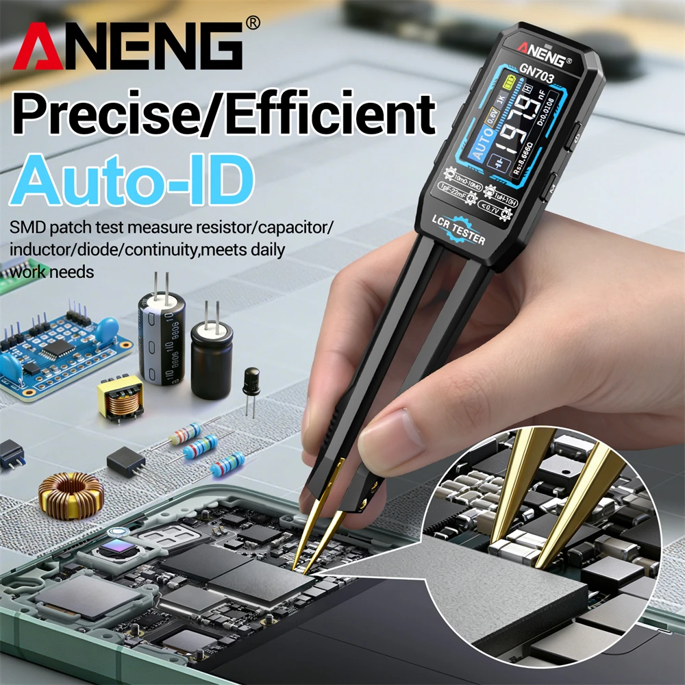 ANENG GN703 Smart Bridge Tweezer LCR SMD ESR Tester Resistance Capacitance Inductance Continuity Diode Test Auto Multimeter Tool