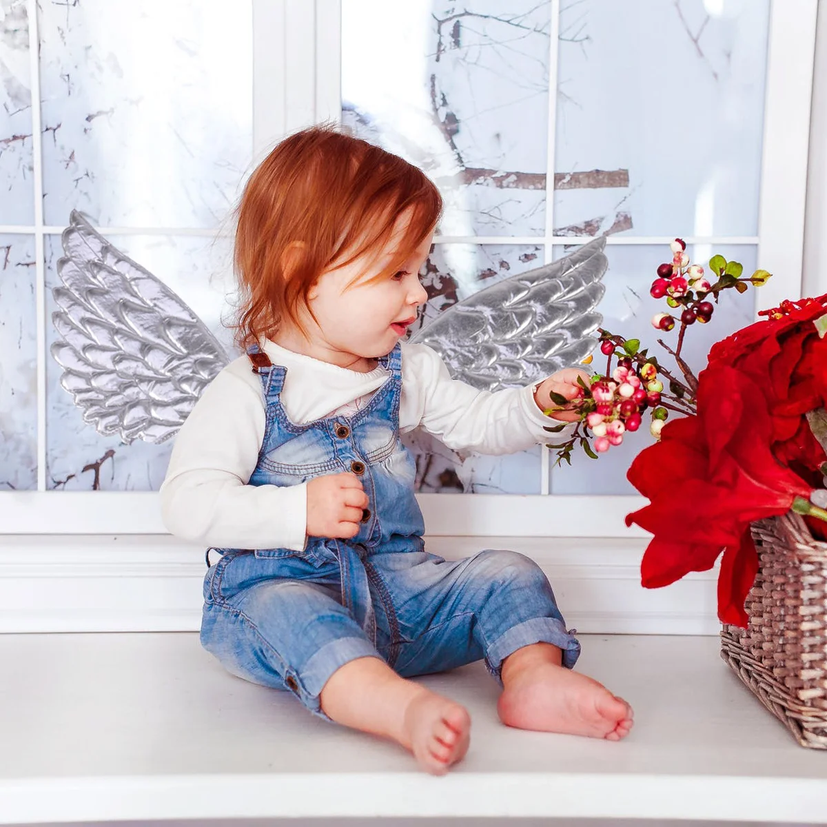 1 stuks zilveren engelenvleugels premium kinderprestatiekostuum mooi gradiënt feestpodium kerstcadeau voor meisjes cosplay rekwisieten