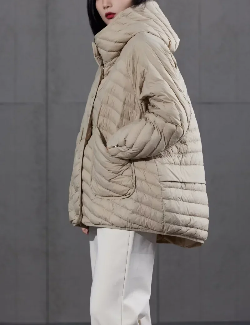 Veste matelassurera légère pour femme, 2024 duvet de canard blanc, manteau à capuche, parkas décontractées, coupe-vent, basique, chaud, vêtements