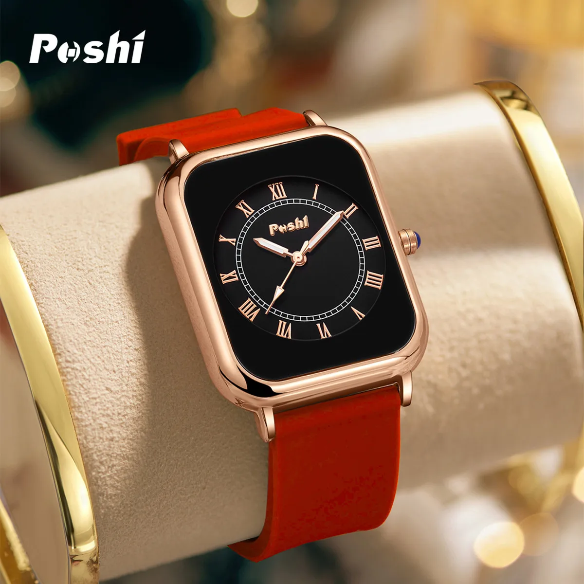 POSHI Original Quartz Wrist Watch for Women Simple Elegant Women\'s Watches Waterproof Silicone Strap Trend Fashion Style