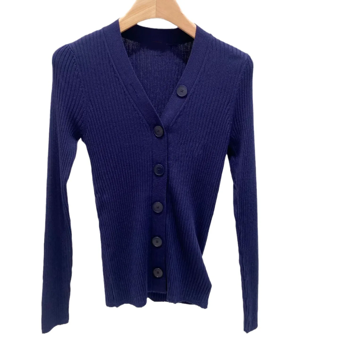 Cardigan per donna 2024 nuova primavera autunno scollo a v monopetto Slim Casual maglione tinta unita