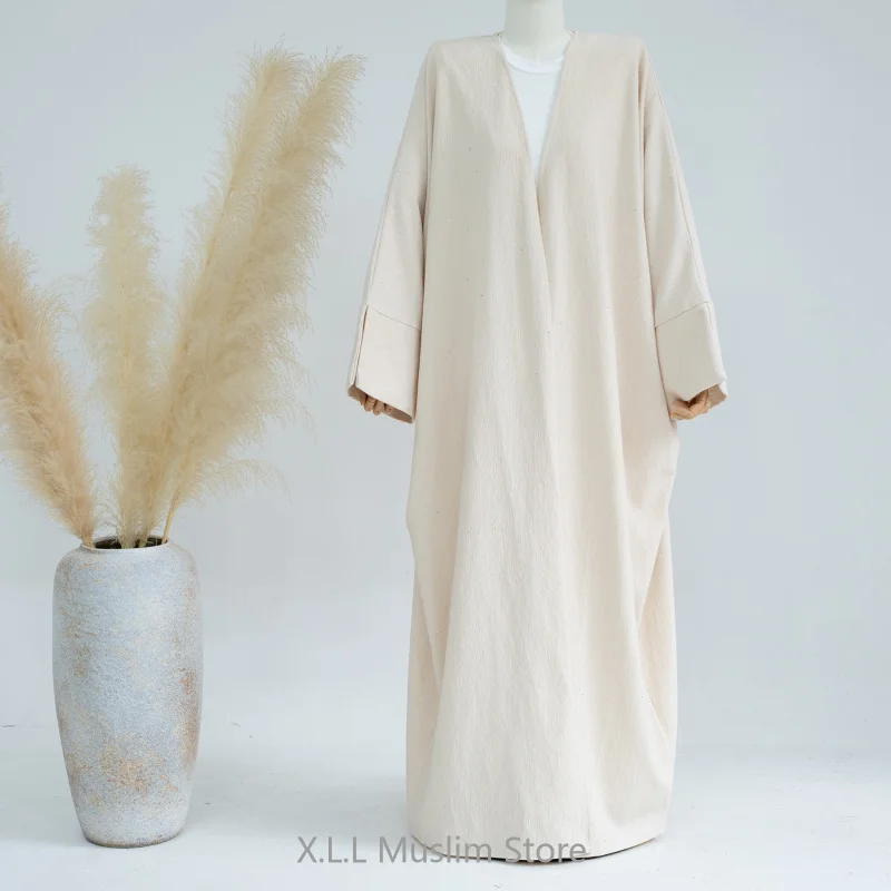 Open Abaya Dubai Luxury Fashion Prayer Women Garment  Elegant Thickening Cardigan Eid Ramadan Robe Clothing Muslim Cardigan