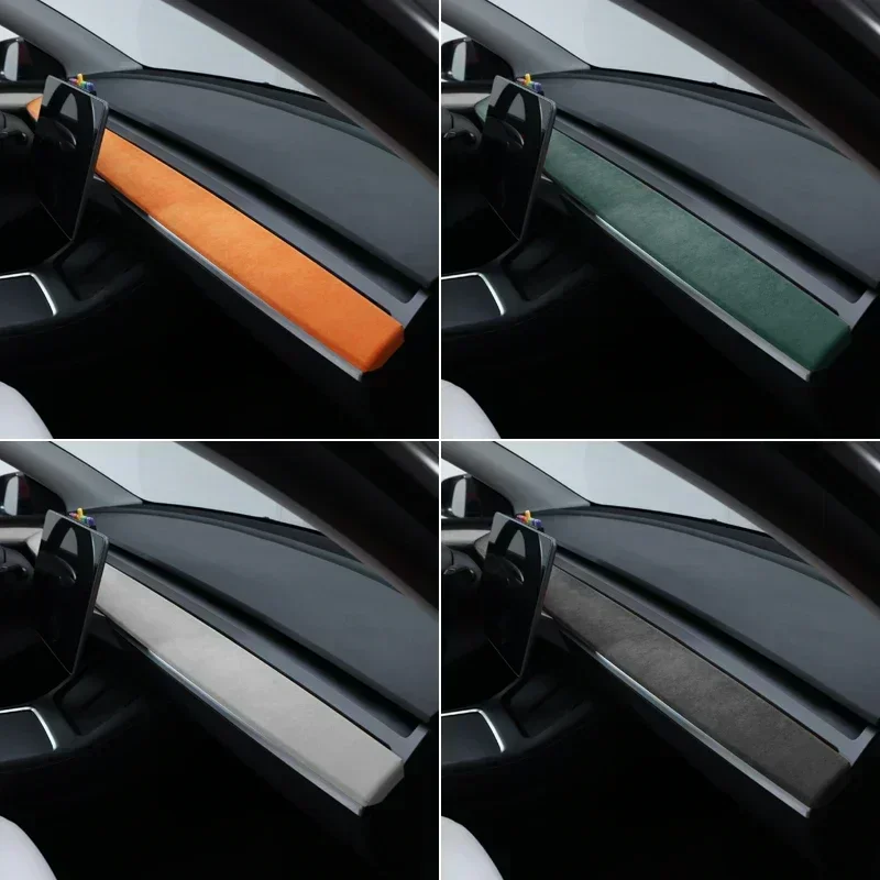 Suede For Model Y Car Dashboard Moulded Cover For Tesla Model 3 Y 2019-2023 Auto Instrument Panel Decorative Patch Accessories