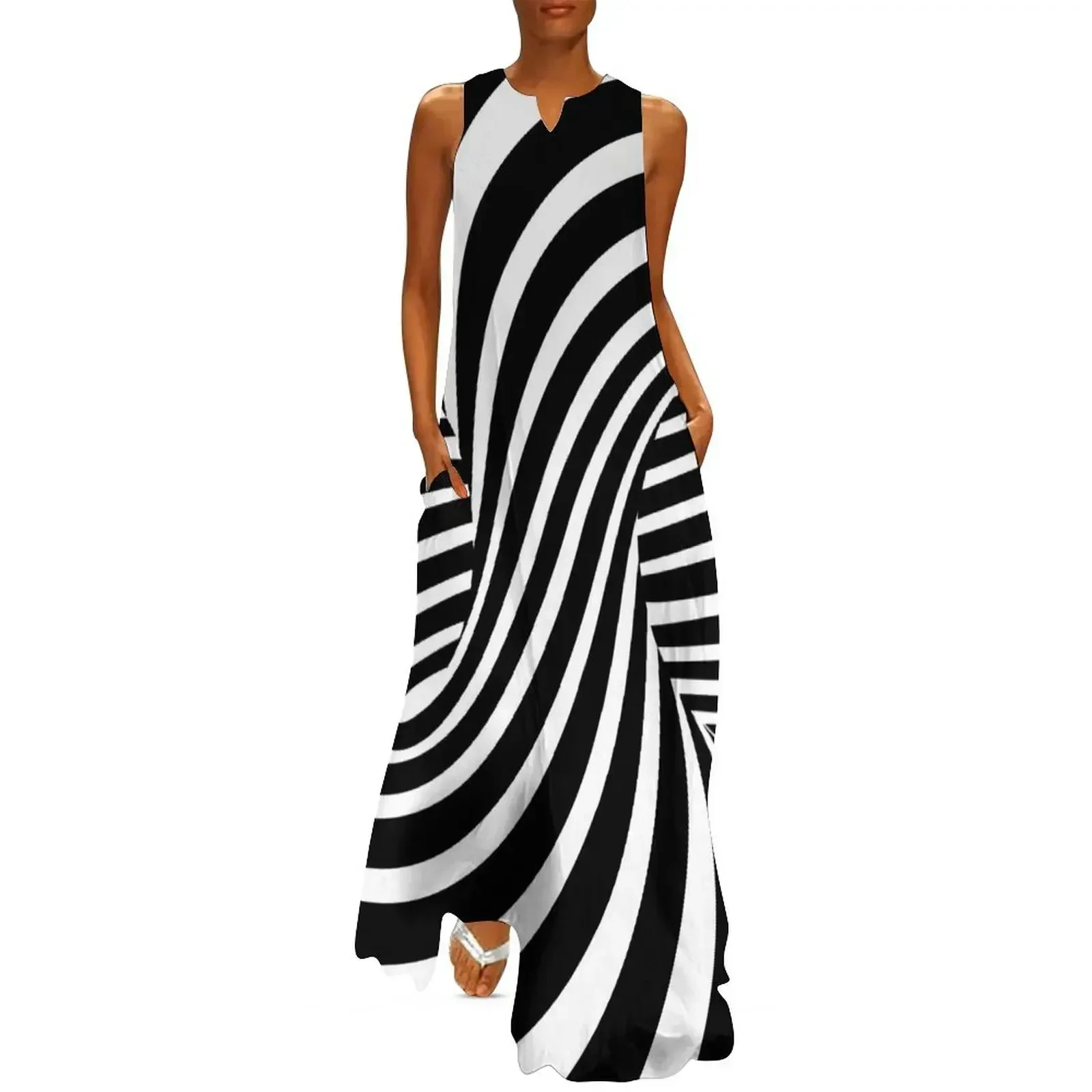 

Optical Twist Long Dress evening dress chic and elegant woman dress prom clothes