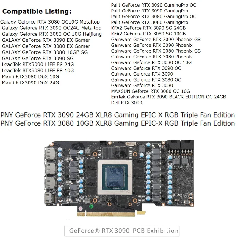 Bykski N-RTX3090H-TC-V2 GPU Block with Active Waterway Backplane Cooler for Galax Palit KFA2 Maxsun Gainward AIC RTX 3090 3080 view 2