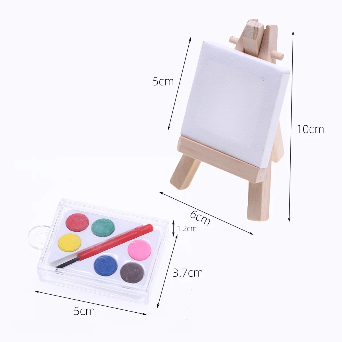 1Pc Dollhouse Mini Wooden Art Frame Miniature Gallery Scene Doll Painting Props Oil Painting Frame Pigment Box Model Accessories