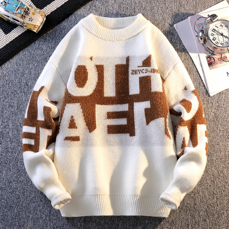 

Лидер продаж, новый мужской свитер с круглым вырезом, осенне-зимний модный модный повседневный пуловер для молодежи, бестселлер, мужской трикотаж