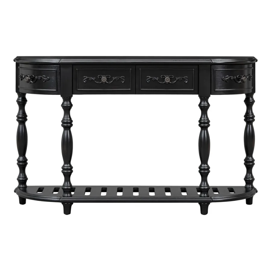 U_STYLE 52''Modern and Contemporary Curved Console Table Sofa Table Entryway Table for Hallway Living Room with 4 Drawer image 3