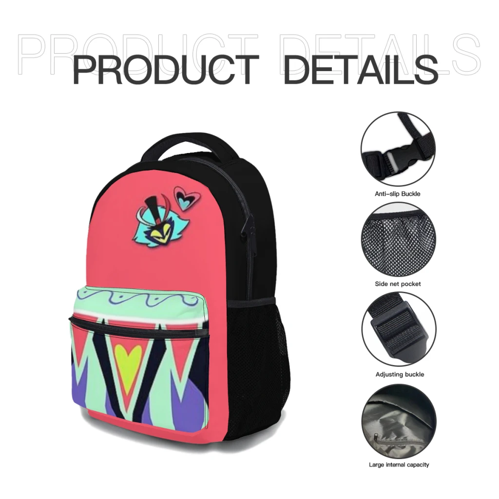 Helluva Baas-Fizzarolli Schooltas Voor Meisjes Grote Capaciteit Student Rugzak Cartoon Middelbare School Student Rugzak 17Inch