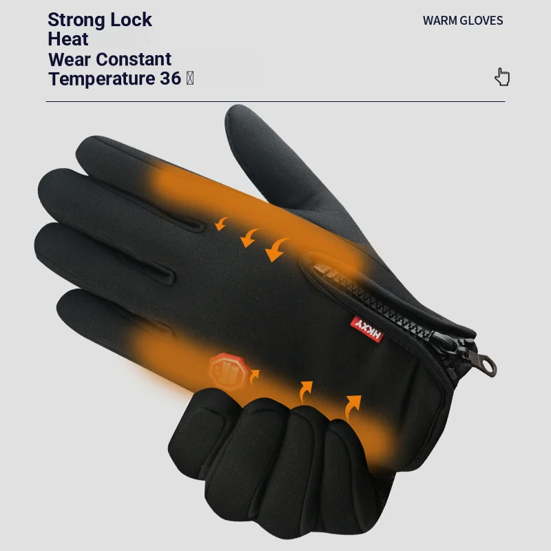 قفازات دافئة في الهواء الطلق ركوب الدراجات سستة قفازات الرجال الشتاء النساء الدراجات لمس دراجة نارية قفازات دافئة مقاوم للماء