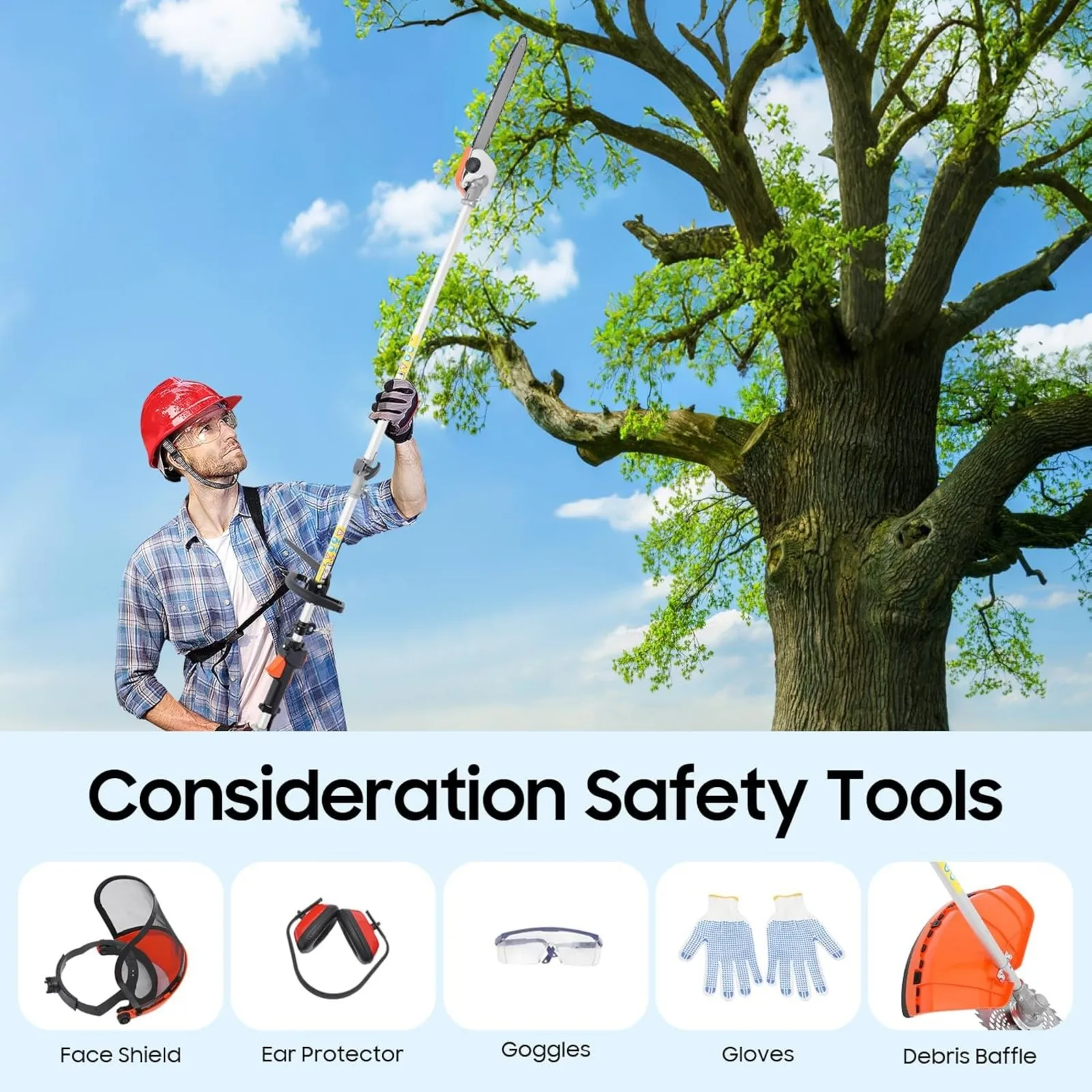 

5 in 1 Gas Weed Eater, 2 Stroke 52CC 2.3HP Gasoline Weed Wacker Air Cooled Single Cylinder Gas Trimmer Alloy Steel Brush Cutter