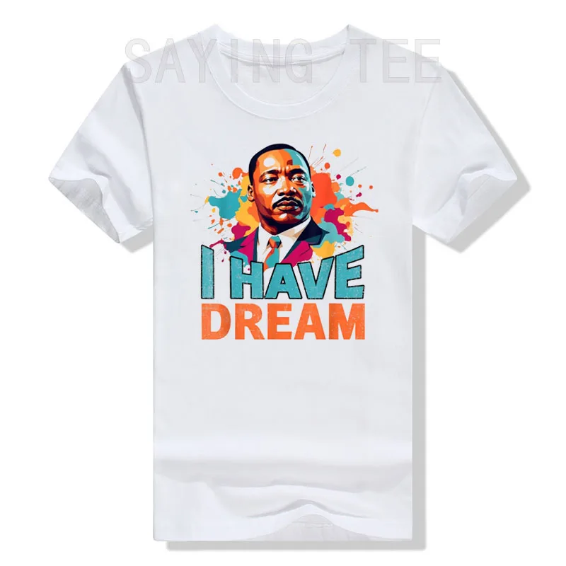 

I Have A Dream Martin Luther King Jr. MLK Day Vintage T-Shirt Baptist Minister Graphic Outfits Short Sleeve Top Funny Saying Tee