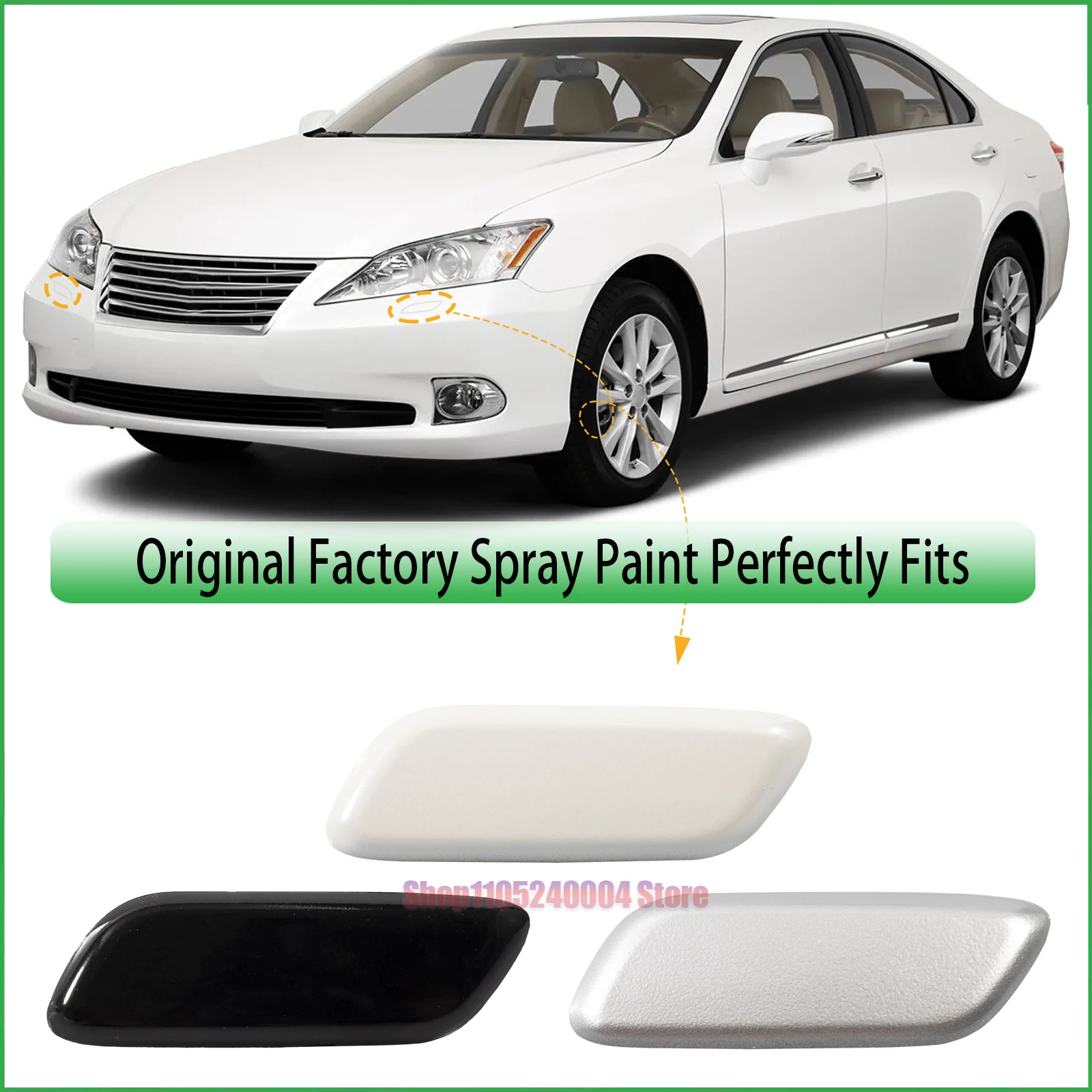 For LEXUS ES350 2010 2011 2012 Front Bumper Headlight Washer Nozzle Cover Cap Replacement Set for Left and Right Side