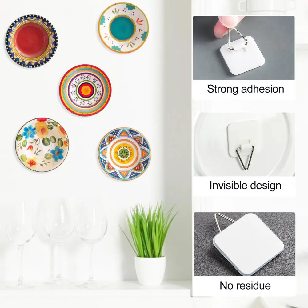 Stainless Steel Triangle Hooks Panel Wall Hanging Racks Self-adhesive Vertical Picture Hanging Hooks for Easy for Photo