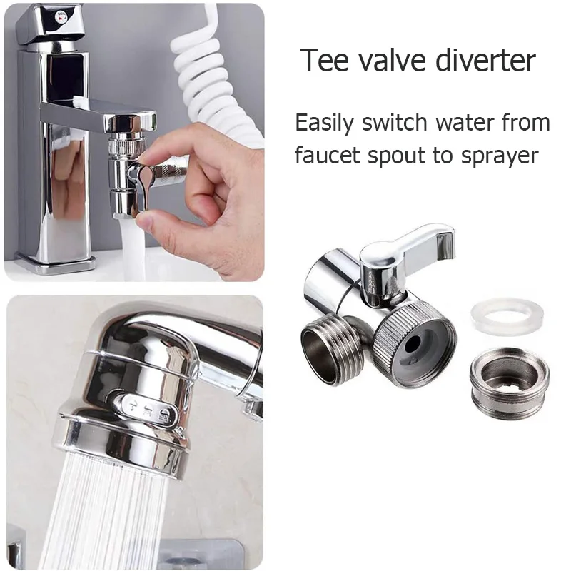 Faucet Extender External Shower Head Kitchen Bathroom Faucet Extender Diverter Valve Attachment Faucet External Shower Set