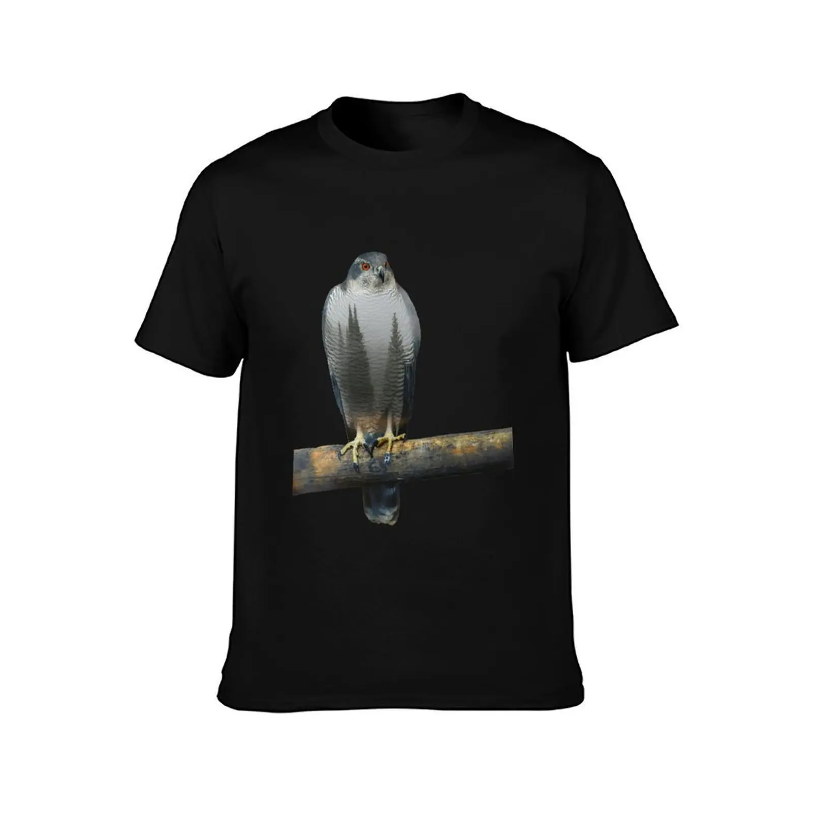 Hawk Multiple Exposure T-Shirt, Summer Casual Cotton Tee, Oversized Streetwear Tops, Vintage Graphic Print, Unisex Men Women