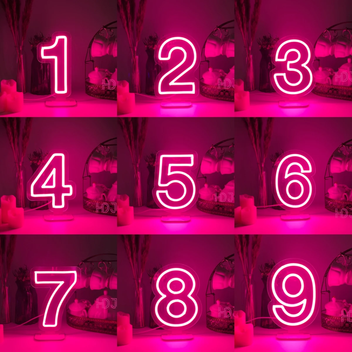 

0-9 Numbers Neon Night Lights Bedroom Bar Restaurant Table Lamps LED Light Up Signs Wedding Decoration Party Number Neon Lamps