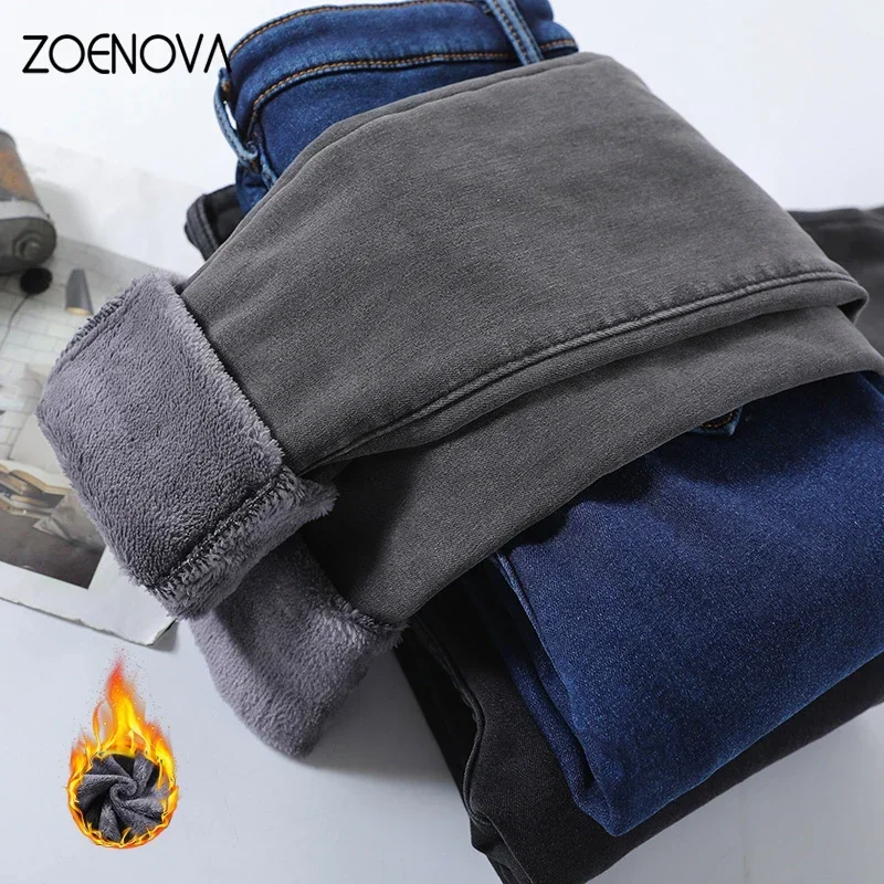 ZOENOVA-pantalones vaqueros de terciopelo para mujer, calzas informales elásticas, suaves, Y2K, invierno, 2022