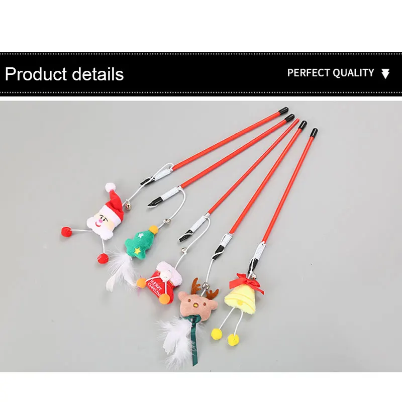 Pet Supplies Cat Interactive Toys Christmas Funny Cat Stick Christmas Series Plush Dolls Cat Play Toys