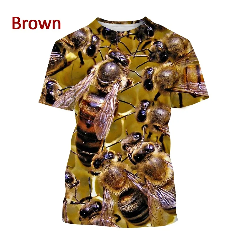 New and Interesting 3D Printing Pure Raw Material Honey Honeycomb Printed T-shirt Honey Bee Shirt Harajuku Fashion T-shirt